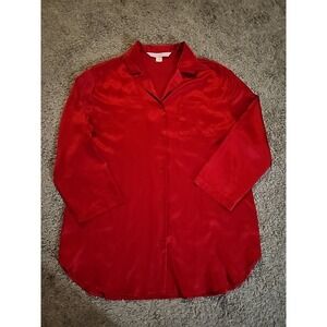 Victoria's Secret Button Up Nightgown Sleepwear Satin Red Small
